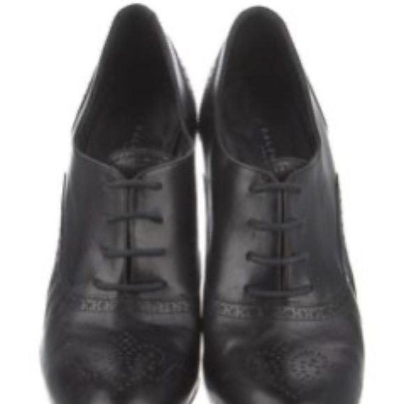 Ralph Lauren Purple Label Black Heels Oxford Booties 7 - Picture 5 of 9